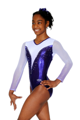 Justaucorps de gymnastique à manches longues Vogue avec maille ombrée