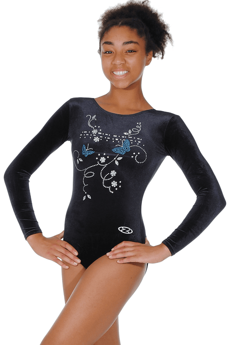 Panache Butterfly Motif Long Sleeve Gymnastics Leotard